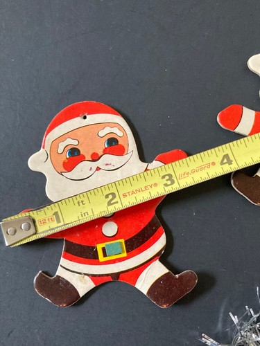 VINTAGE HONG KONG CARDBOARD TINSEL CHRISTMAS ORNAMENTS SANTA SNOWMAN LOT 4 - Picture 5 of 5