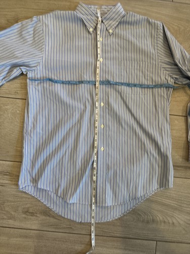 Lands End Shirt Mens Large 16-34 Blue White Green Striped Cotton Long Sleeve - Bild 6 von 9