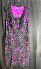 Suewong Fuschia Black Lace Dress - Sz. 14 - NWT