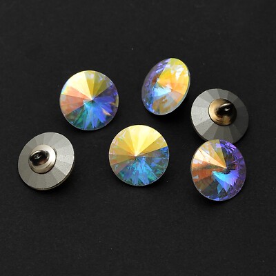 12mm Austria Crystal 1122 Rivoli Rhinestone Button with Shank, 6-pcs, SW-1122BT