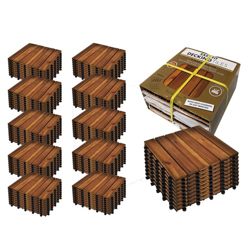 Easy Fit Wooden Click Deck Decking Tiles Hardwood Patio Garden Outdoor Balcony - Picture 8 of 8