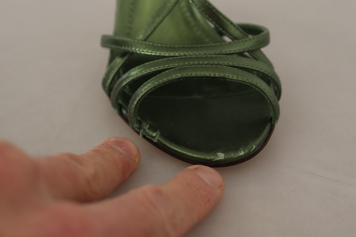 ドルチェ&ガッバーナ グリーン ビーズ 付き ハイヒール エナメル 素材 光沢 DOLCE & GABBANA Shoes Sandals Acid Green Leather Strappy