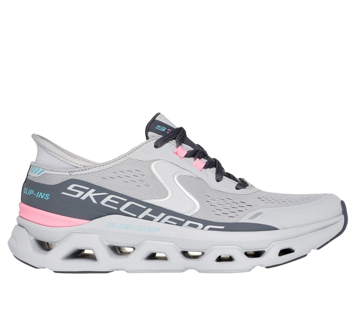 Skechers Shoes Women Slip Ins Glide Step Gray Pink Soft Memory