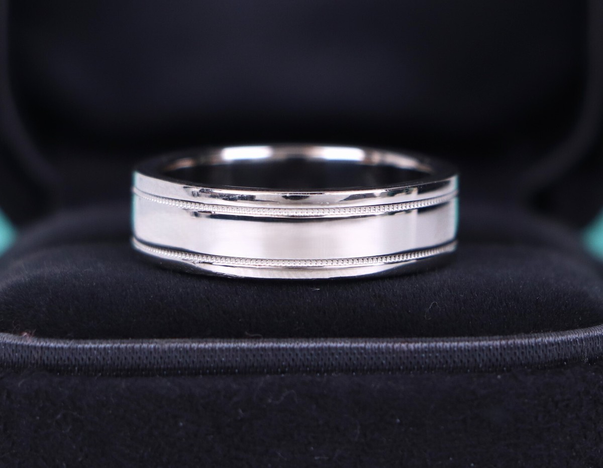 $2,950 Tiffany Co Platinum 6mm Double Milgrain Anniversary Ring Wedding  Band