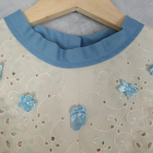 Prairie Dress Womens XL Ivory Blue Floral Pioneer Country Modest Long Ruffle - Picture 4 of 21