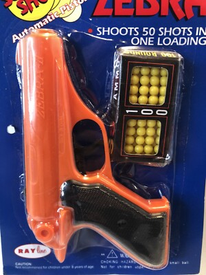RARE Blue Vintage Rayline Zebra II 2 Automatic Toy Pistol Gun W