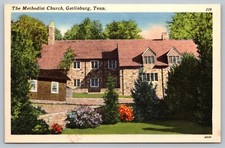 Postcard The Methodist Church Gatlinburg Tennessee TN Linen