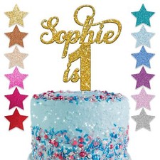 Personalised 1st Birthday Glitter Cake Topper Custom Any Name Age First One 2 3