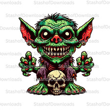 Goblin with Skull Clipart, High Quality PNG, DIGITAL Download