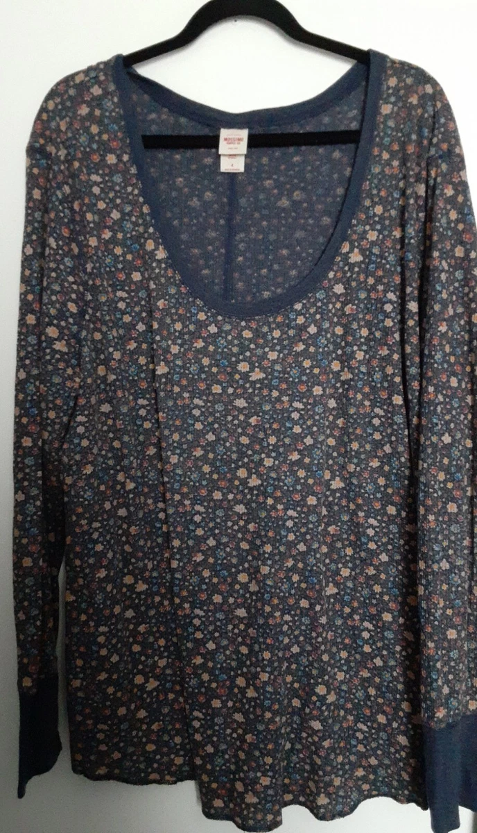 Mossimo Floral Thermal Long Top Sleeve Womans Plus Size 4 Blue Multicolor