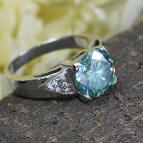 5CT Diamante Azul Anillo Gran Shine & Luster VVS1 Certificado! Hombres Anillo - Imagen 2 de 7