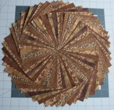 54 Browns Calico Fabric 5" Quilting Squares Cotton Charm pack bundle