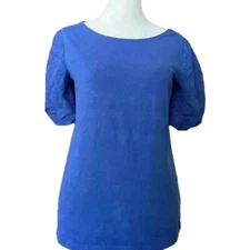 Talbots Royal Blue Eyelet Sleeve Ballet Neck Tee. XS