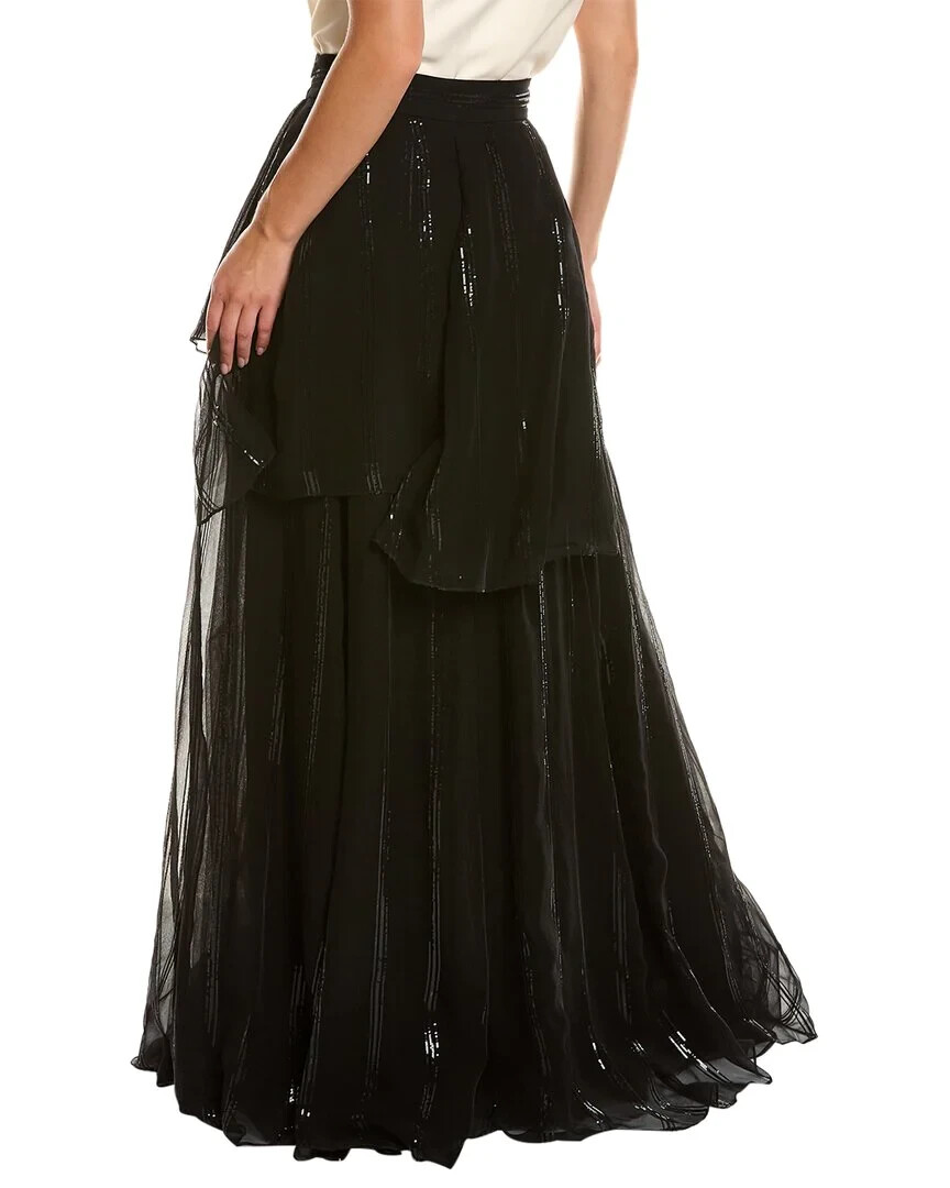 Brunello Cucinelli★素敵!Silk Organza Sequin Ball Skirt Brunello Cucinelli Black Organza Silk Sequins Maxi Skirt sz