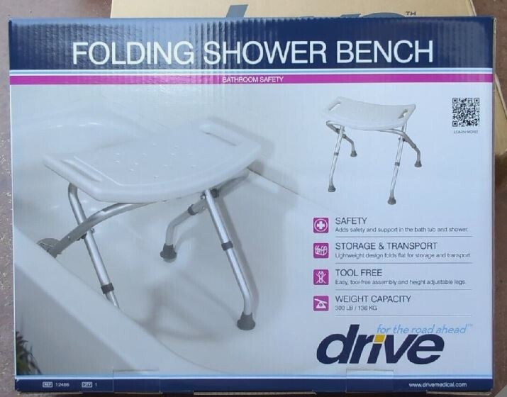 New Drive Medical Folding Shower Bench Collapsible Bath Safety Stool