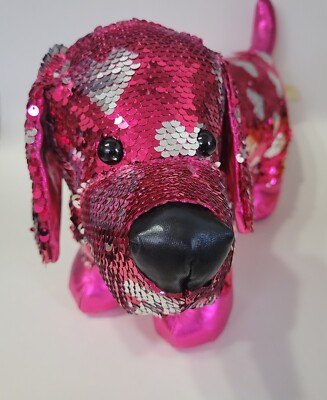 Dachshund Weiner Flip Sequins Puppy Dog 18  Plush Stuffed Love Hearts Valentines