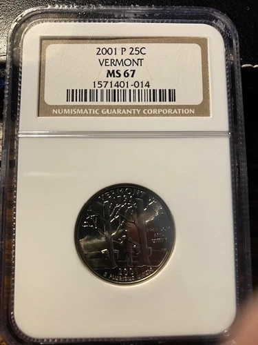 2001 P VERMONT STATE QUARTER NGC MS67 BUSINESS STRIKE