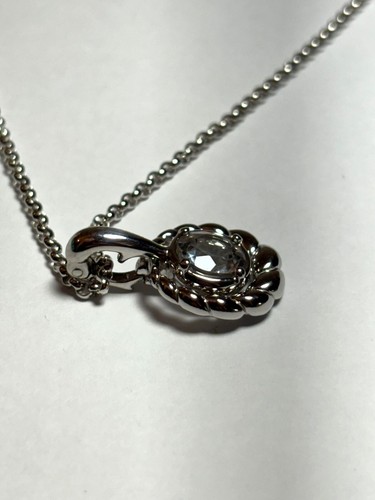 Carolyn Pollack Relios Round Stone Pendant Scroll Edge Sterling Silver Necklace - Picture 5 of 15