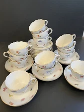 1 Vintage Meissen Floral Flowers Teacup & Saucer Scalloped Edge 13 Available