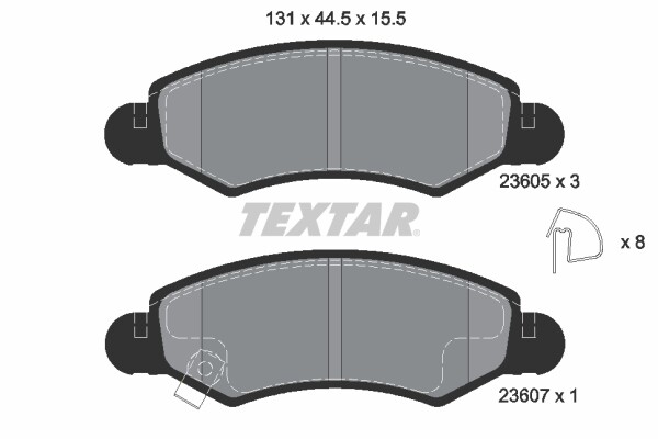 Textar 2360501 Bremsbelagsatz, Scheibenbremse FüR Chevrolet, Holden, Opel,-image