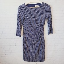 Eliza J. Jersey Knit Ruched Flattering Sheath Dress Size 2 Navy Holiday Stretch