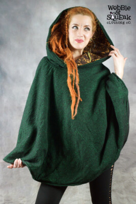MANDALA JEDI PONCHO Wolle warme Blume des Lebens Hippie Pixie Psytrance Hippie Kleidung