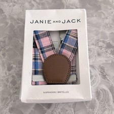 NWT Janie and Jack pink blue green suspenders 2T-3