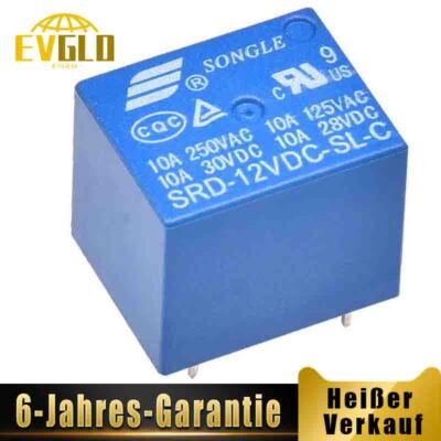 Miniatur Print Relais 12V 1-Wechsler 1xUM 10A 250V Relais Songle SRD-12VDC-SL-C