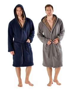 hooded sherpa bathrobes robes bonded lined fleece dressing gown luxury mens