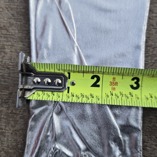 Vintage Silver Opera Length Gloves Metallic 15" 1960s New In Package NOS - Picture 9 of 14