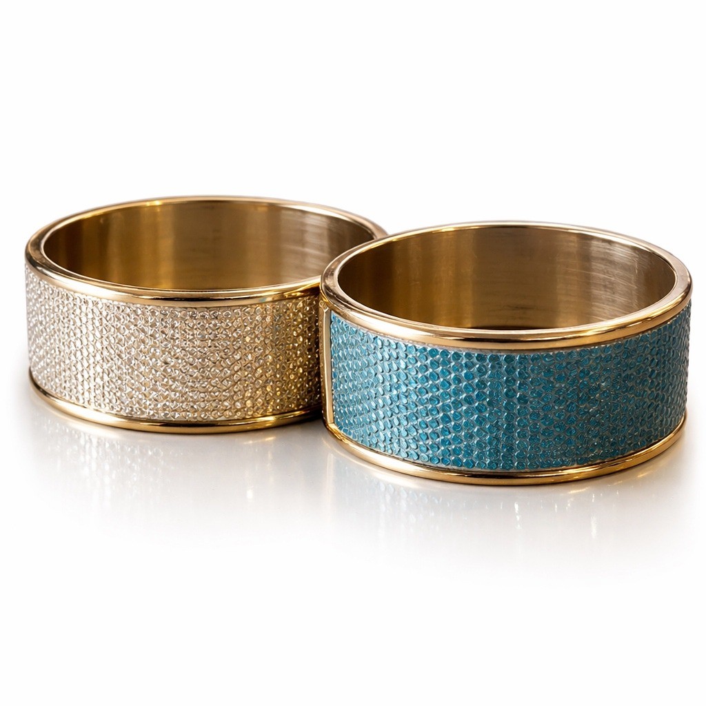Shagreen Style Stackable Hinged Bangle Bracelet S… - image 3