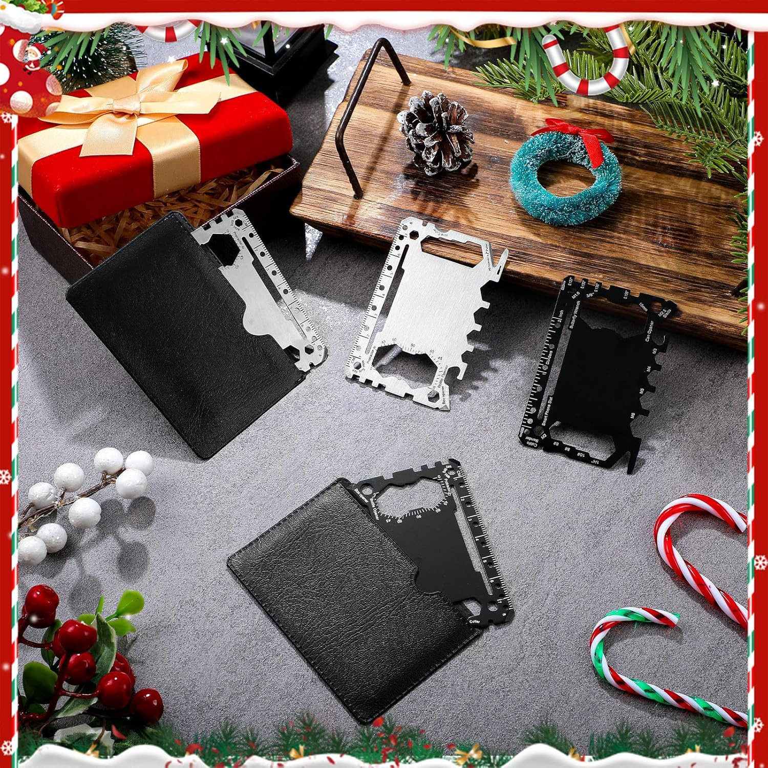 12 Pcs Credit Card Wallet Multitool 46 in 1 Stainless Steel Pocket Tool Set