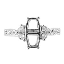 Semi Mount Cushion Shape Faceted Cut Ring 925 Sterling Silver Ring