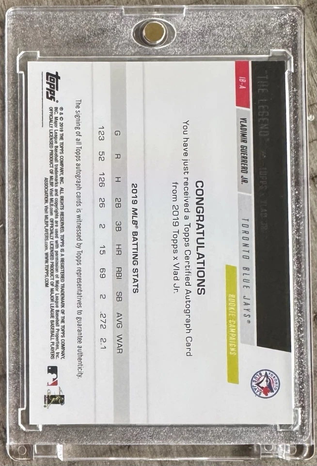 Vladimir Guerrero Jr. Auto /10 2019 Topps x Vlad Jr. Rookie Autograph Card - Image 2 of 2