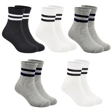 Boys  Girls Crew Socks - Cotton Athletic Socks, 5 3-5T Black white grey 5pk