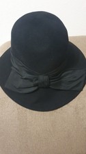 Damen Cloche Glockenhut Filz schwarz mit Schl...