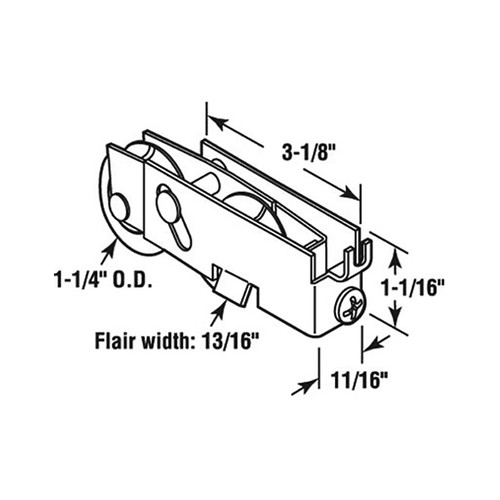 Prime-Line D 1552 Door Roller C-Tab Housing Tandem Roller for Pacific Doors - Picture 2 of 2