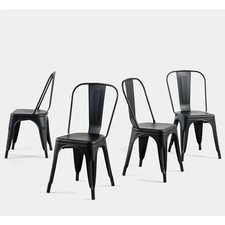 Metal Dining Chair, 4 Stackable Indoor Outdoor Vintage Chairs Cafe Side Chairs