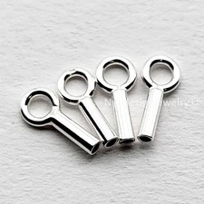 925 Sterling Silver Crimp End Caps 1.2mm Hole 4pcs Jewelry Findings for Cord