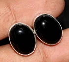 Stud Black Onyx 925 Silver Plated Earrings 15X10mm Christmas Special Jewelry GW
