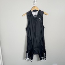 Synergy Men's Elite Sleeveless Tri Triathlon Suit Size Large Gray Black Zip Up