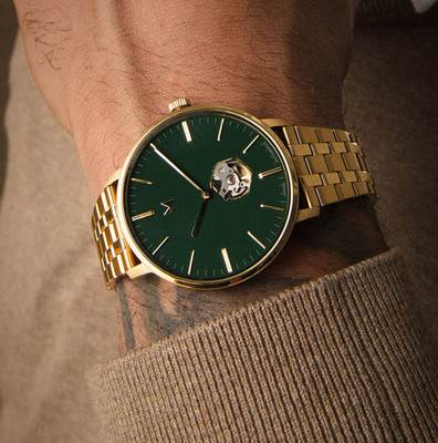 MVMT Men's Legacy Slim Automatic Gold-Tone Stainless Steel Watch 42mm Green NEW