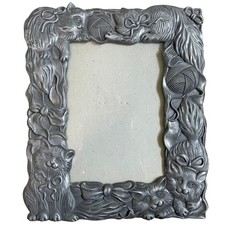 FOTO FOTO MARCO 3,5x5 gato gatito metal plateado abuela casa de campo hilo de colección