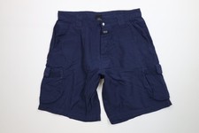 Vintage Y2K Nike Mens Large Faded Button Fly Baggy Fit Cargo Shorts Navy Blue