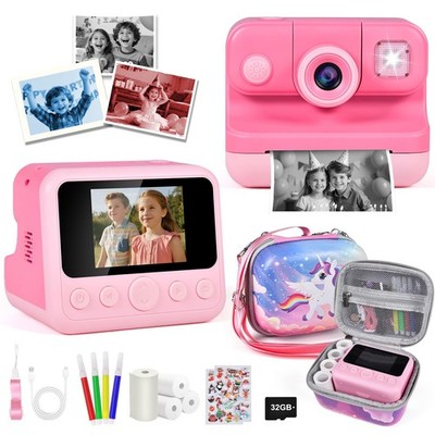 Instant Print with Carrying Bag, 1080P HD Girl with 4 Print Paper Rolls, Colo...