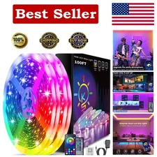 RGB 100ft LED Strip Lights with Music Sync - App Control for a Stunning Ambiance