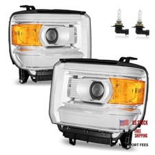 Headlights W/Bulbs for 2014-2018 OE Replacement Chrome - With H/L Beam Bulbs
