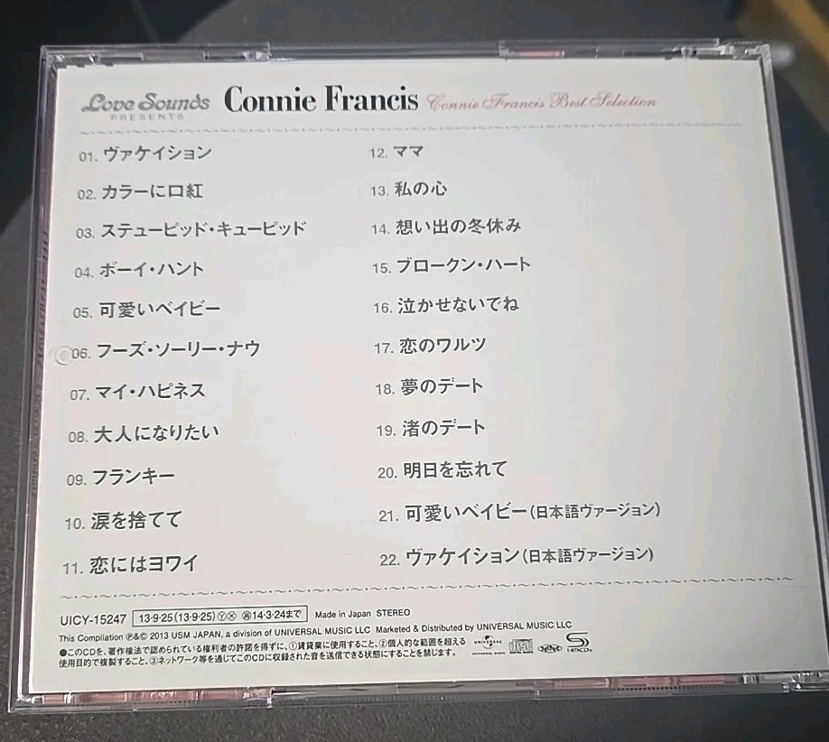 CONNIE FRANCIS - Love Sounds Best Selection JAPAN EX/EX(CD) OBi Rare Foto 2 de 4