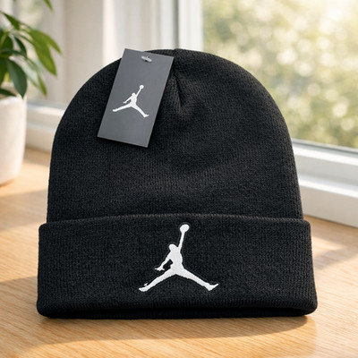 SALE Jordan Black Knit Beanie Cap Winter Hat Mens Warm Casual Sport Jumpman New