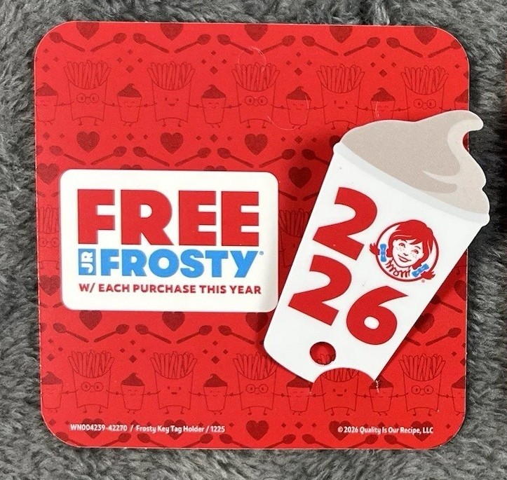 Key Sign On Check 2026 WENDYS WENDY'S Frosty Keychain/Key Tag Free Jr. Frosty for an ...